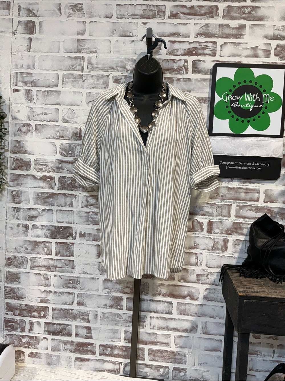 Striped pullover Shirt - Cream & tan